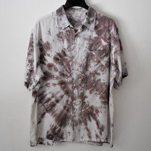 Silk Tie Dye Short Sleeve Button Down